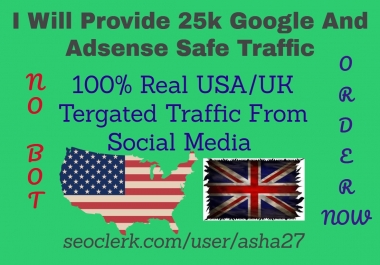 Provide 25k Google And Adsense Safe Traffic