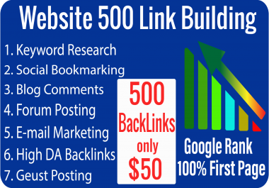 500 high DA Backlinks or link building for Google first page