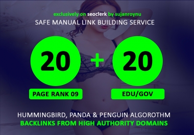 20 Pr9 + 20 Edu - Gov SEO High Pr 70+ Authority Backlinks Top One Google Ranks