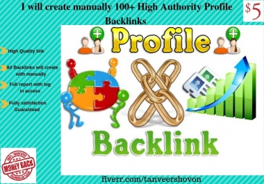 I Create Manually 100 High Authority Profile Backlinks