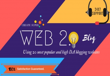 Create 25 High quality web2.0 blog backlinks
