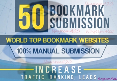 manually 150+ bookmark submission backlinks,  high pa da