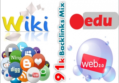 91,000 backlinks mix of wiki,  social,  dofollow and web 2.0
