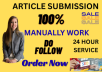 I will create 110 High-Quality Article Submission Bac...